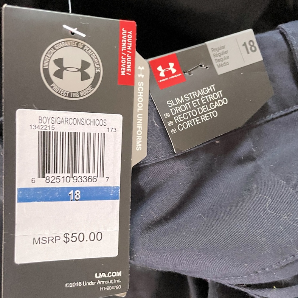 Under Armor boys slacks dark blue size 18